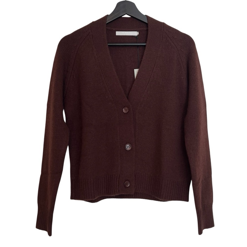One Grey Day Curtis Cashmere Cardigan Cinnabar Brown X-Small NWT Minimalist Cozy - Picture 1 of 6